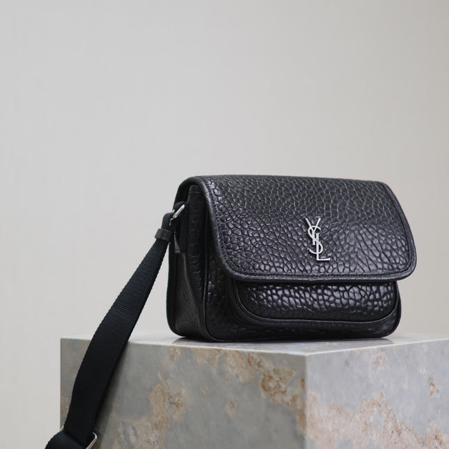 NIKI BABY 22 IN BLACK ELEPHANT PATTERN LAMBSKIN SILVER LOGO