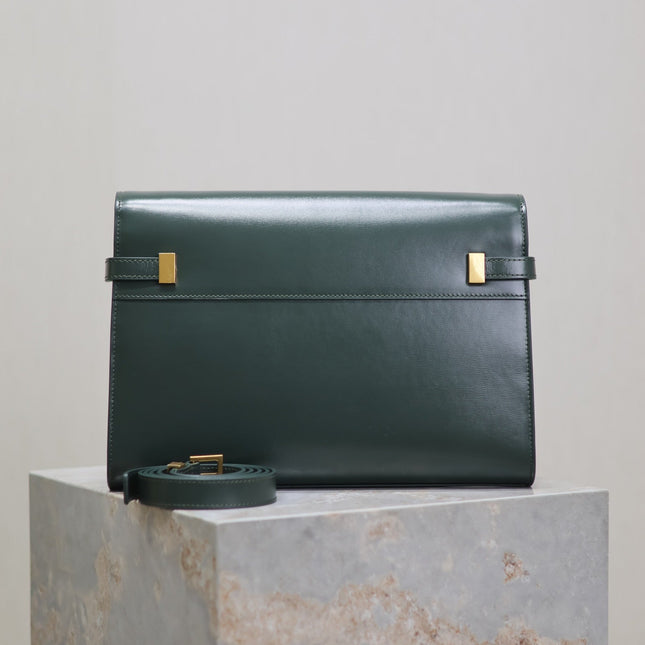 MANHATTAN MEDIUM 29 IN SACRAMENTO GREEN SMOOTH CALFSKIN GOLD BUCKLE