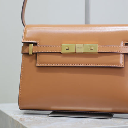 MANHATTAN SMALL 24 IN BRONZE BROWN CALFSKIN GOLD HARDWARE