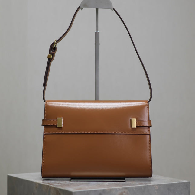 MANHATTAN SMALL 24 IN BRONZE BROWN CALFSKIN GOLD HARDWARE