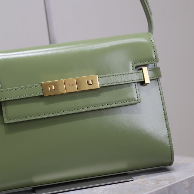 MANHATTAN SMALL 24 IN OLIVE GREEN SMOOTH LAMBSKIN GOLD HARDWARE