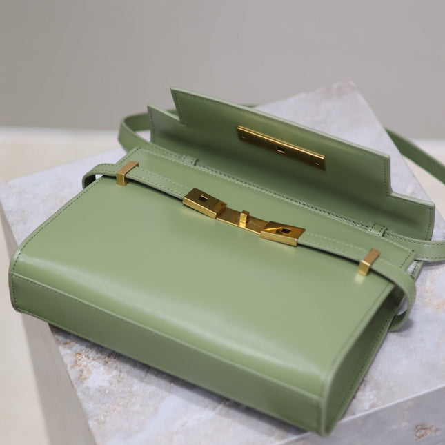 MANHATTAN SMALL 24 IN OLIVE GREEN SMOOTH LAMBSKIN GOLD HARDWARE
