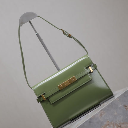 MANHATTAN SMALL 24 IN OLIVE GREEN SMOOTH LAMBSKIN GOLD HARDWARE