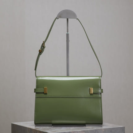 MANHATTAN SMALL 24 IN OLIVE GREEN SMOOTH LAMBSKIN GOLD HARDWARE