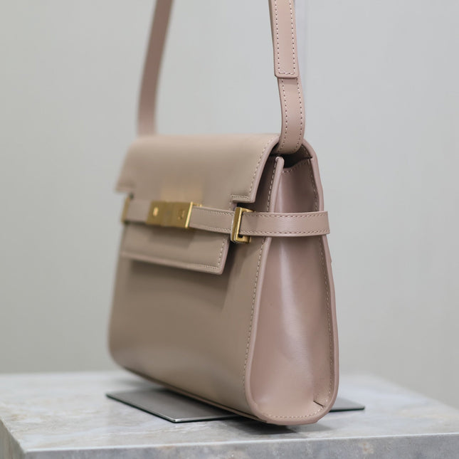 MANHATTAN SMALL 24 IN DARK BEIGE SMOOTH LAMBSKIN GOLD HARDWARE