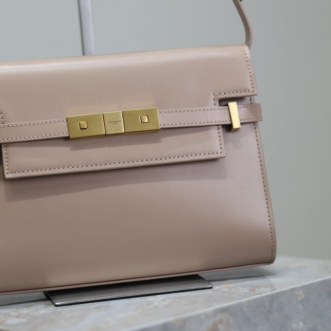 MANHATTAN SMALL 24 IN DARK BEIGE SMOOTH LAMBSKIN GOLD HARDWARE