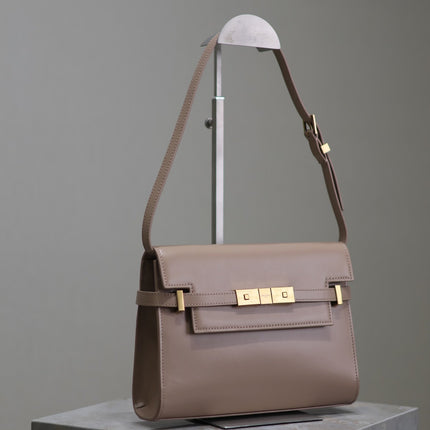 MANHATTAN SMALL 24 IN DARK BEIGE SMOOTH LAMBSKIN GOLD HARDWARE