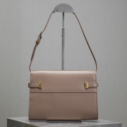 MANHATTAN SMALL 24 IN DARK BEIGE SMOOTH LAMBSKIN GOLD HARDWARE
