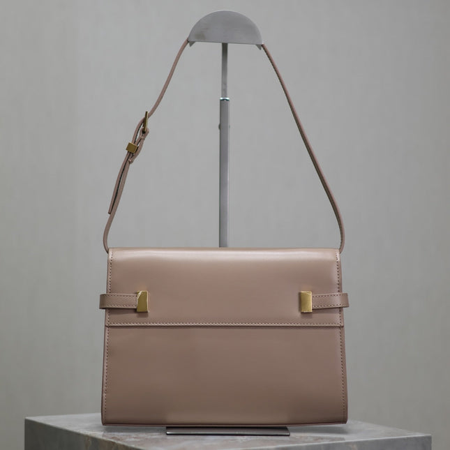 MANHATTAN SMALL 24 IN DARK BEIGE SMOOTH LAMBSKIN GOLD HARDWARE