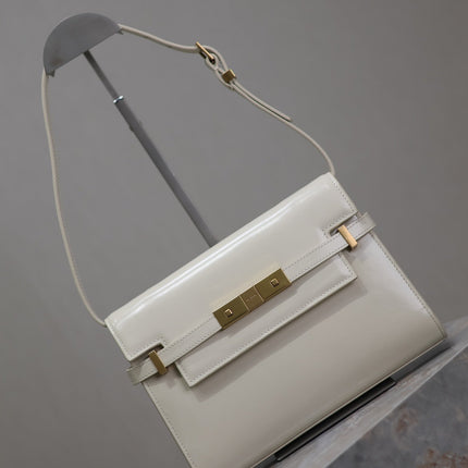 MANHATTAN SMALL 24 IN WHITE SMOOTH LAMBSKIN GOLD HARDWARE