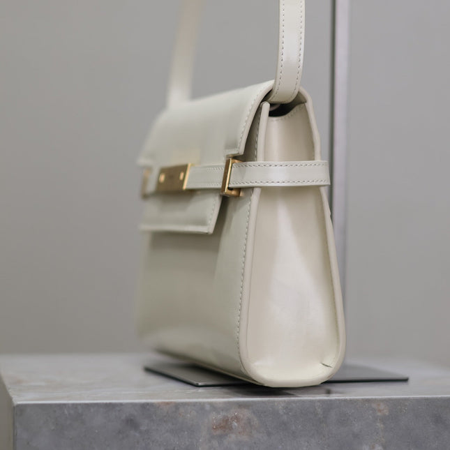 MANHATTAN SMALL 24 IN WHITE SMOOTH LAMBSKIN GOLD HARDWARE