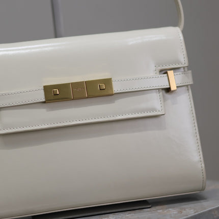 MANHATTAN SMALL 24 IN WHITE SMOOTH LAMBSKIN GOLD HARDWARE