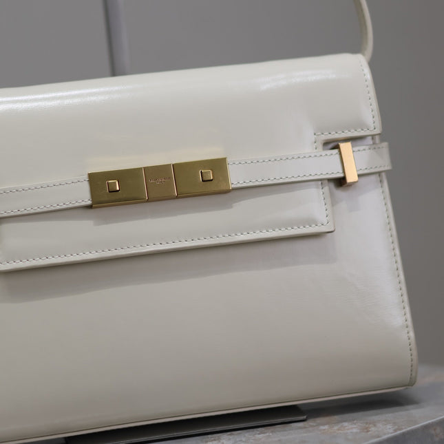 MANHATTAN SMALL 24 IN WHITE SMOOTH LAMBSKIN GOLD HARDWARE