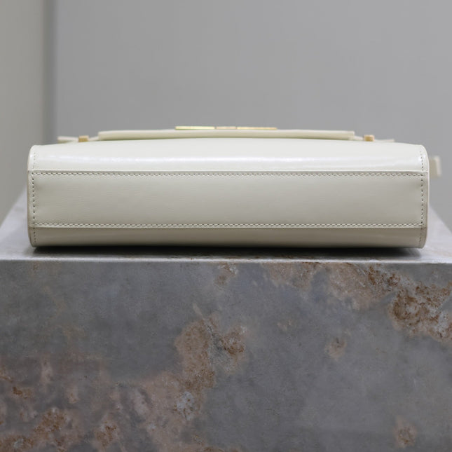 MANHATTAN SMALL 24 IN WHITE SMOOTH LAMBSKIN GOLD HARDWARE