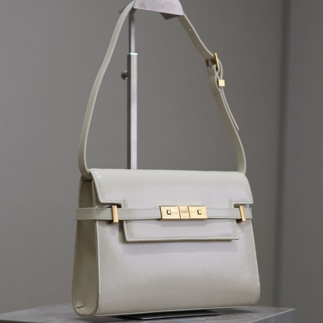 MANHATTAN SMALL 24 IN WHITE SMOOTH LAMBSKIN GOLD HARDWARE