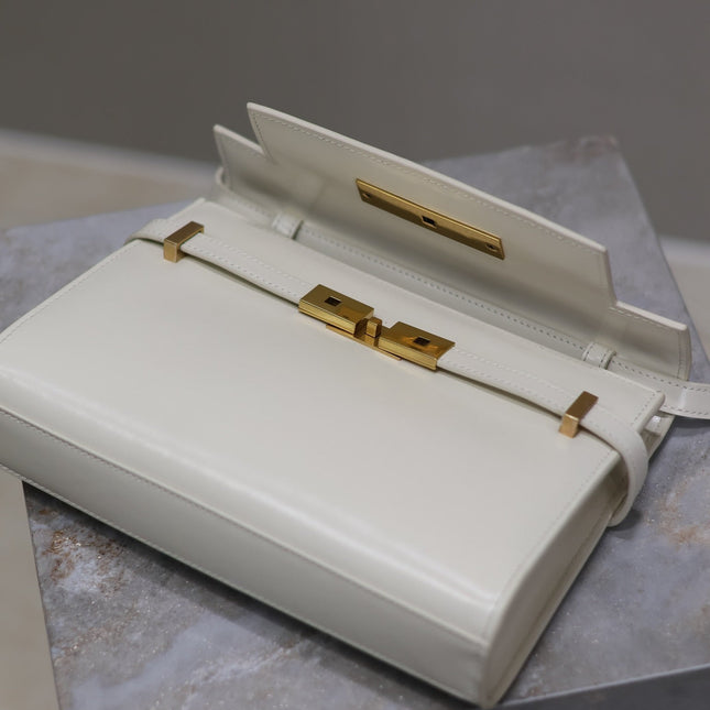 MANHATTAN SMALL 24 IN WHITE SMOOTH LAMBSKIN GOLD HARDWARE