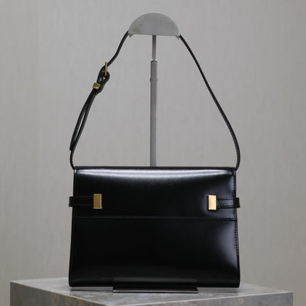 MANHATTAN SMALL 24 IN BLACK SMOOTH LAMBSKIN GOLD HARDWARE