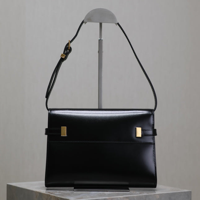 MANHATTAN SMALL 24 IN BLACK SMOOTH LAMBSKIN GOLD HARDWARE