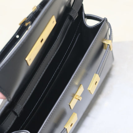 MANHATTAN SMALL 24 IN BLACK SMOOTH LAMBSKIN GOLD HARDWARE