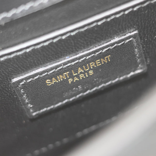 MANHATTAN MINI 19 IN BLACK SMOOTH LAMBSKIN GOLD BUCKLE