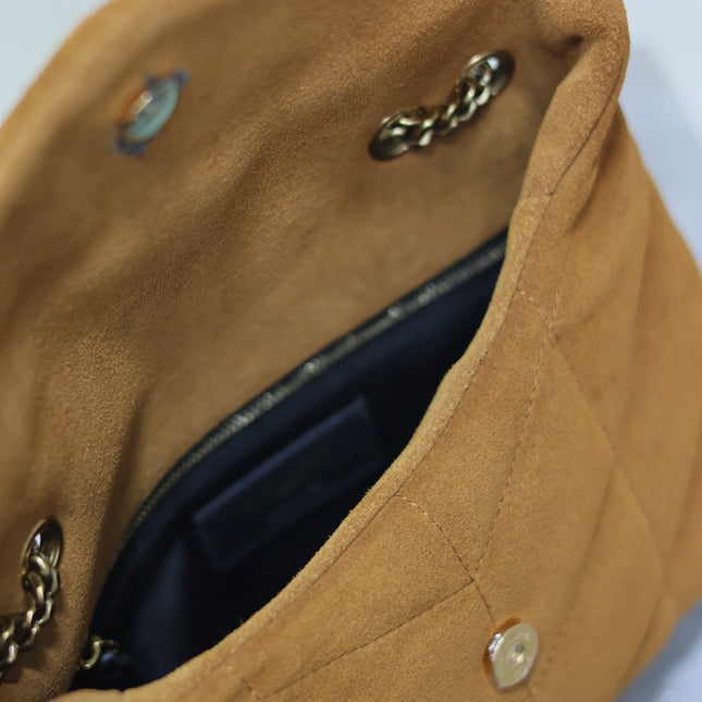 PUFFER TOY 23 IN BRONZE BROWN SUEDE GOLD HARDWARE