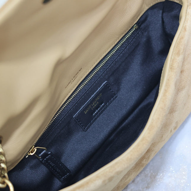 CALYPSO BAG 26 IN CIDER BROWN SUEDE GOLD HARDWARE