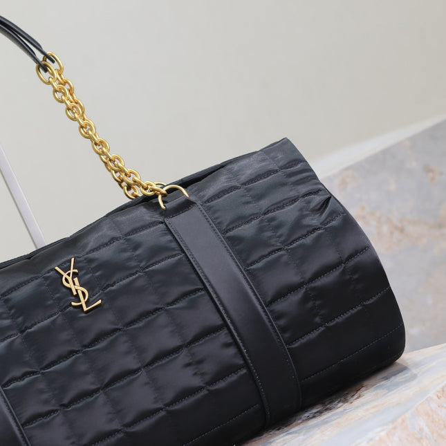 TRAVEL BAG 42 IN BLACK NYLON AND LEATHER TRIM GOLD HARDWARE