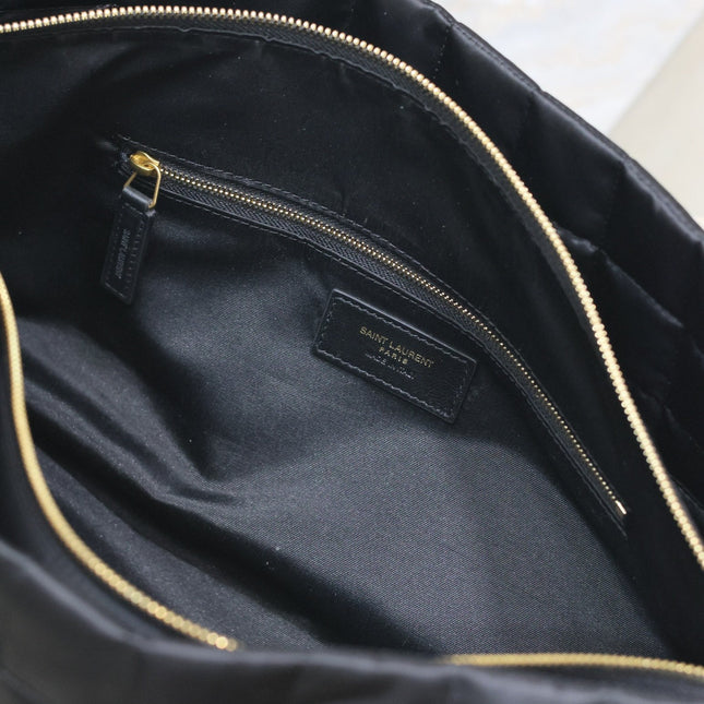 TRAVEL BAG 42 IN BLACK NYLON AND LEATHER TRIM GOLD HARDWARE
