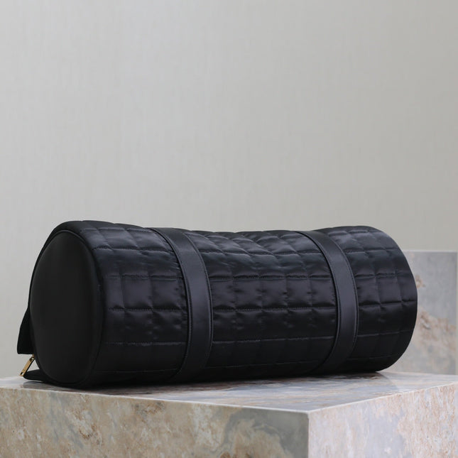 TRAVEL BAG 42 IN BLACK NYLON AND LEATHER TRIM GOLD HARDWARE