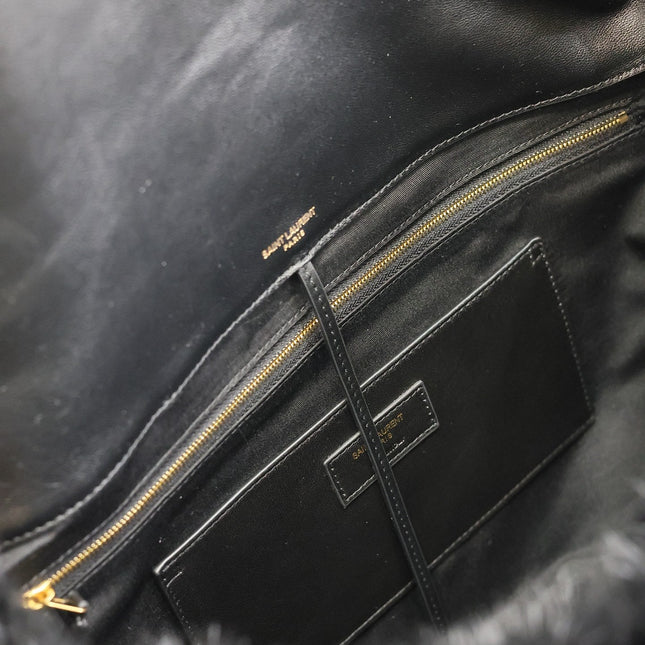 JAMIE 4.3 LARGE BAG 43 IN BLACK LAMB FUR GOLD HARDWARE