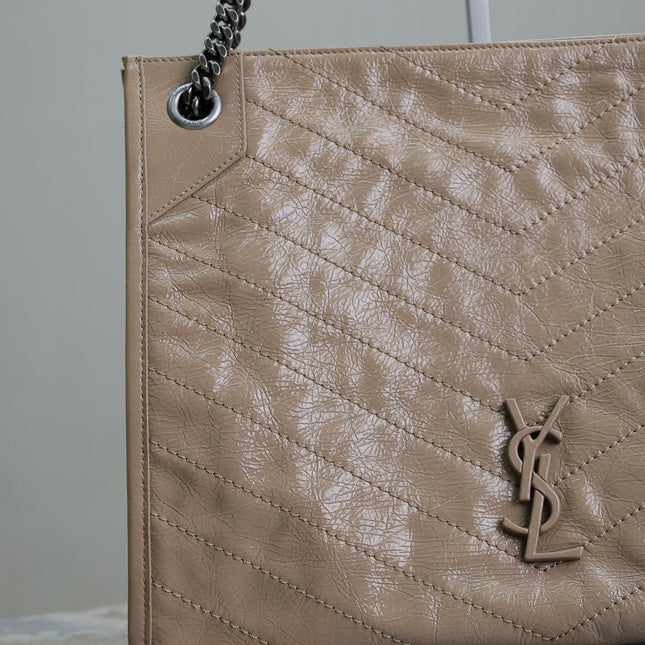 NIKI SHOPPING BAG 33 IN LIGHT BROWN CRUMPLED CALFSKIN