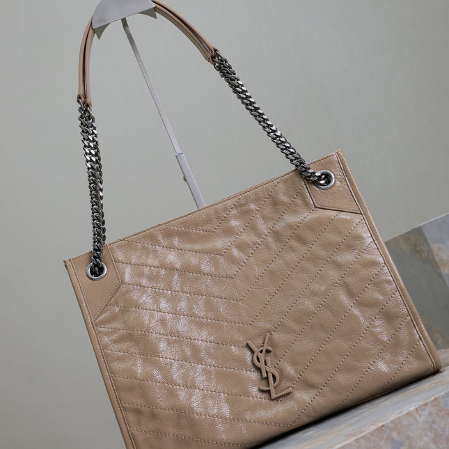 NIKI SHOPPING BAG 33 IN LIGHT BROWN CRUMPLED CALFSKIN
