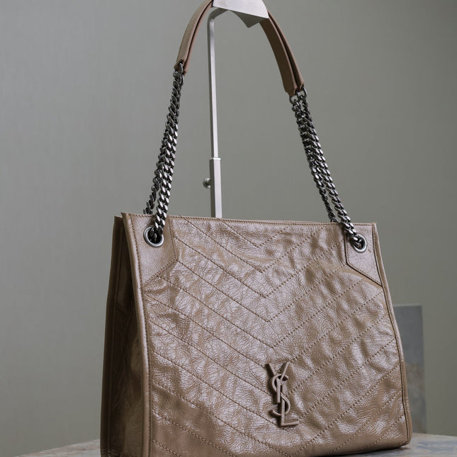 NIKI SHOPPING BAG 33 IN LIGHT BROWN CRUMPLED CALFSKIN