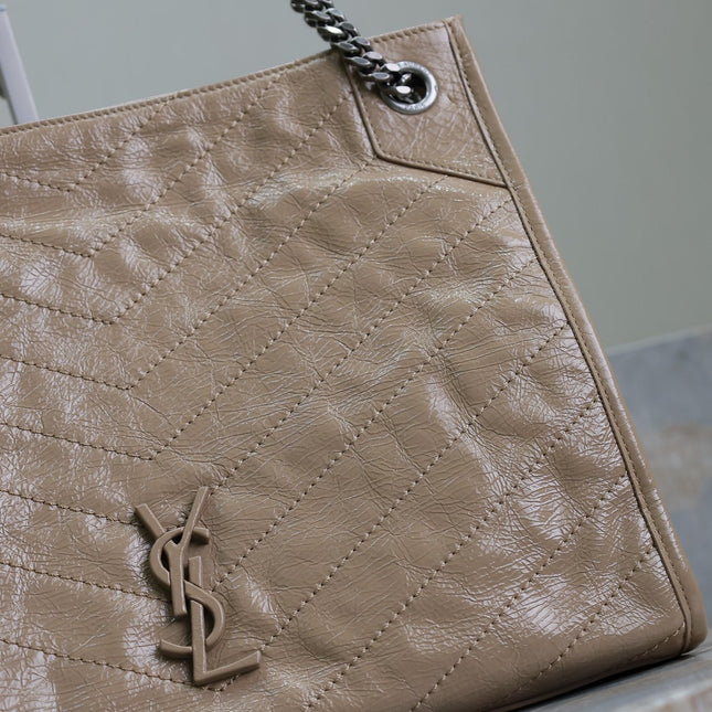 NIKI SHOPPING BAG 33 IN LIGHT BROWN CRUMPLED CALFSKIN