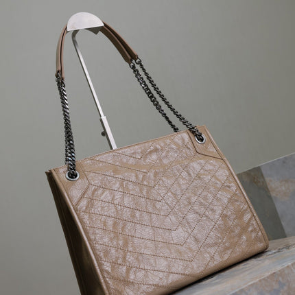 NIKI SHOPPING BAG 33 IN LIGHT BROWN CRUMPLED CALFSKIN