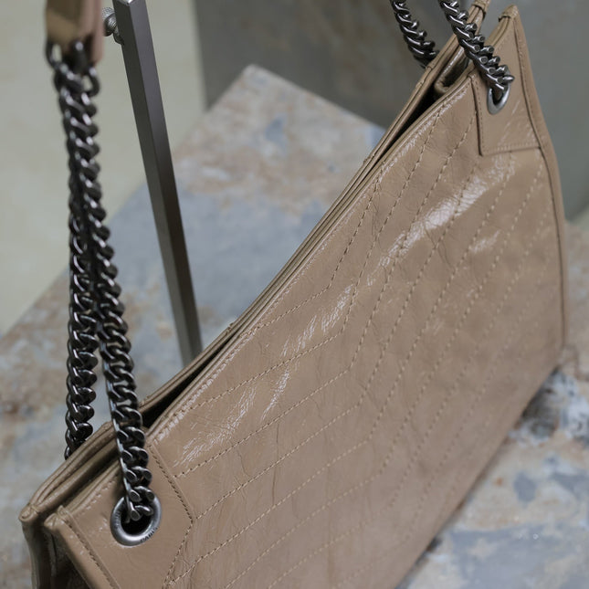 NIKI SHOPPING BAG 33 IN LIGHT BROWN CRUMPLED CALFSKIN