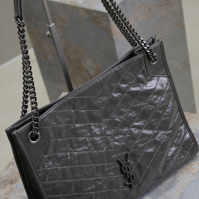 NIKI SHOPPING BAG 33 IN GRAY CRUMPLED CALFSKIN