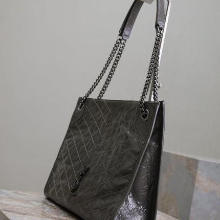 NIKI SHOPPING BAG 33 IN GRAY CRUMPLED CALFSKIN