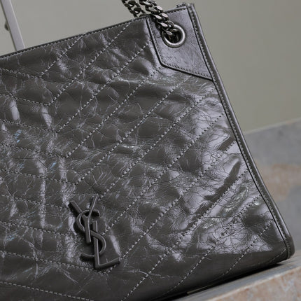 NIKI SHOPPING BAG 33 IN GRAY CRUMPLED CALFSKIN