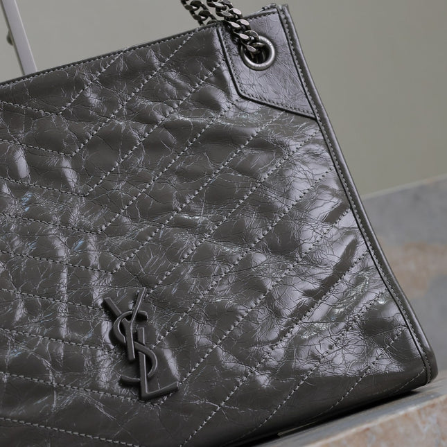 NIKI SHOPPING BAG 33 IN GRAY CRUMPLED CALFSKIN