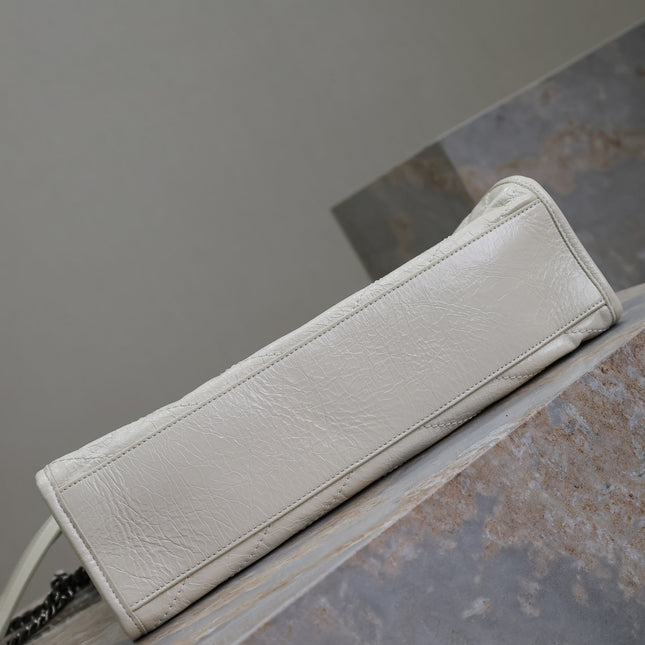 NIKI SHOPPING BAG 33 IN WHITE CRUMPLED CALFSKIN