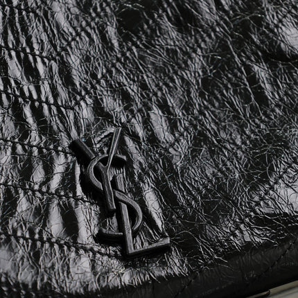 NIKI SHOPPING BAG 33 IN BLACK CRUMPLED CALFSKIN SILVER HARDWARE