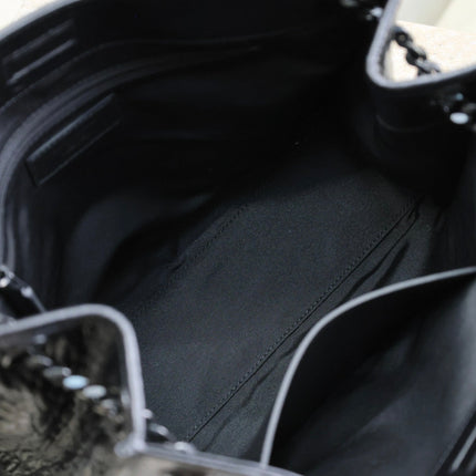 NIKI SHOPPING BAG 33 IN BLACK CROCODILE-EMBOSSED CALFSKIN