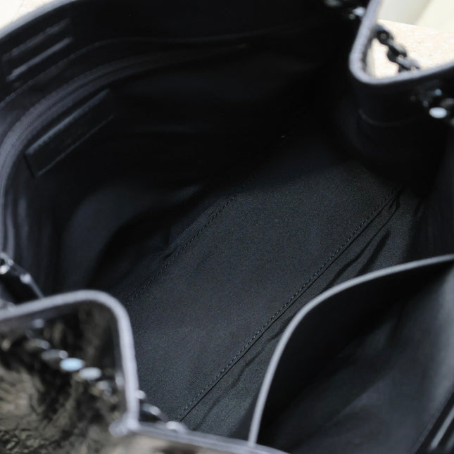 NIKI SHOPPING BAG 33 IN BLACK CROCODILE-EMBOSSED CALFSKIN