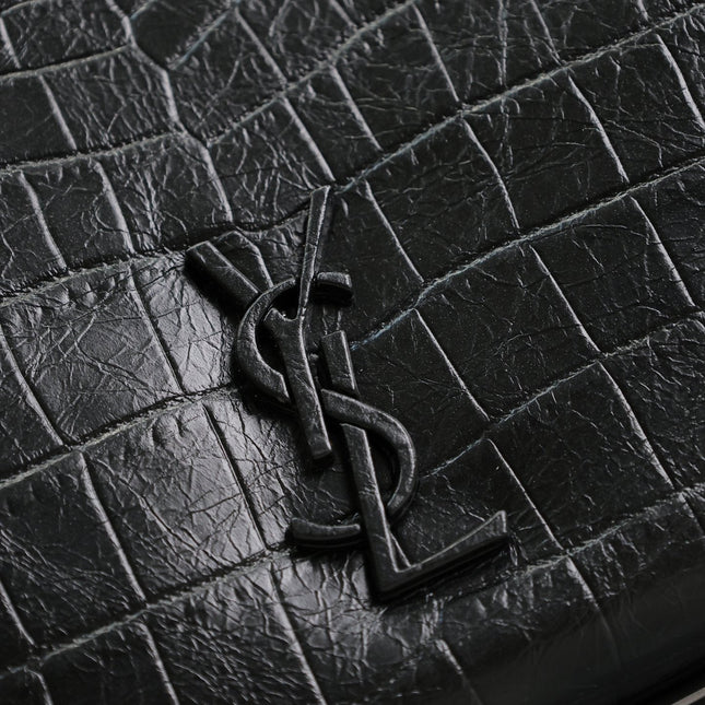 NIKI SHOPPING BAG 33 IN BLACK CROCODILE-EMBOSSED CALFSKIN