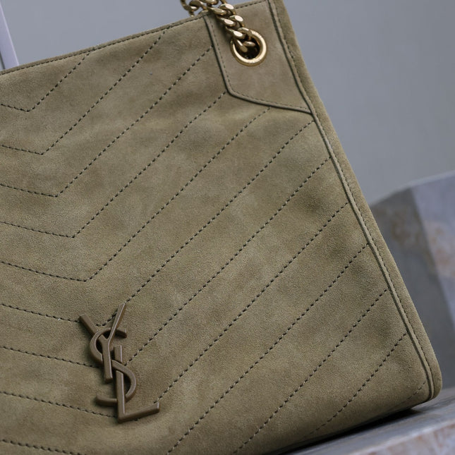 NIKI SHOPPING BAG 33 IN ECRU BEIGE SUEDE GOLD HARDWARE