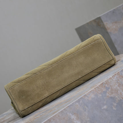 NIKI SHOPPING BAG 33 IN ECRU BEIGE SUEDE GOLD HARDWARE