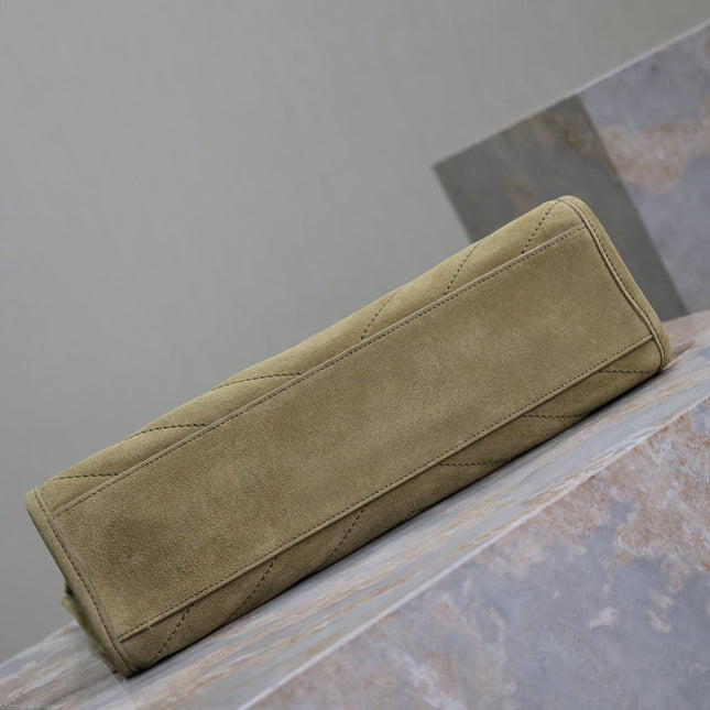NIKI SHOPPING BAG 33 IN ECRU BEIGE SUEDE GOLD HARDWARE