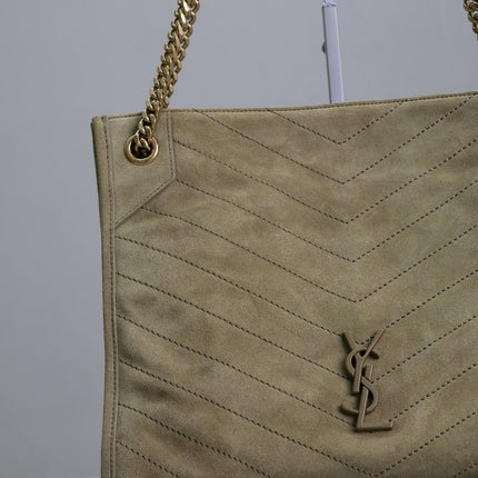 NIKI SHOPPING BAG 33 IN ECRU BEIGE SUEDE GOLD HARDWARE