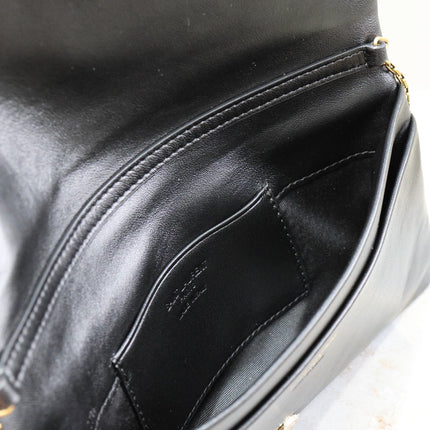 CALYPSO POUCH 24 IN BLACK LAMBSKIN GOLD LOGO